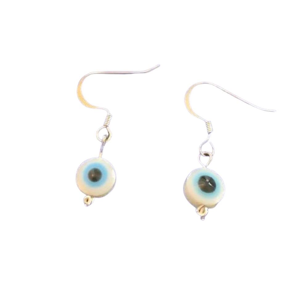 Blue & White Evil Eye Earrings